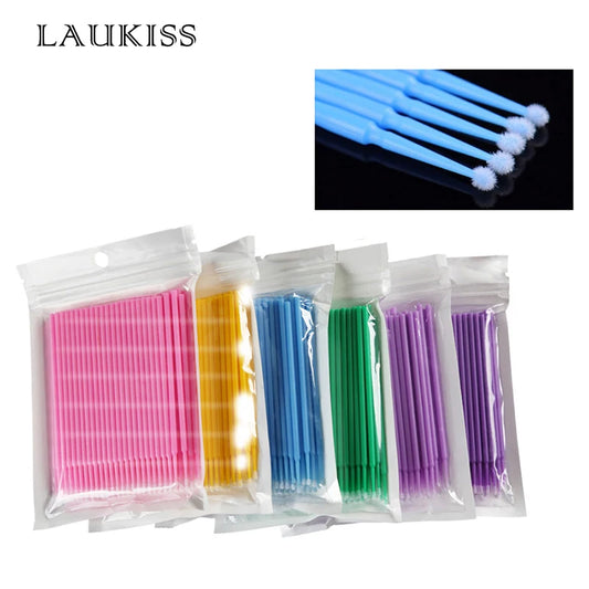 100pcs Micro make up brushes Eyelash Extension EyeLash Glue Brushes Lint Free Applicators MakeUp brushes Makeup Tools
