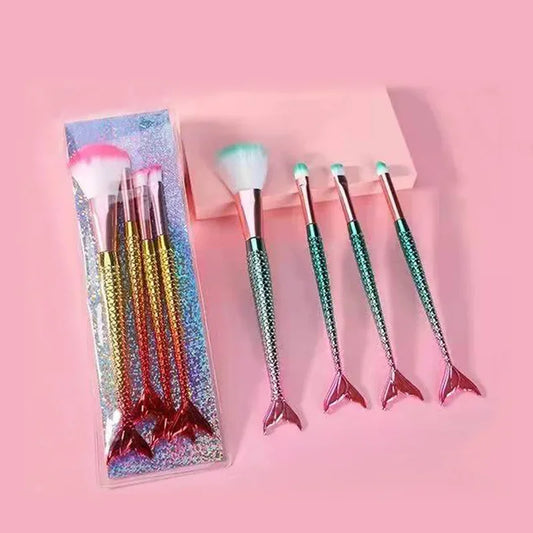 4pcs Professional Mermaid Makeup Brushes Set Eye Shadow Eyeliner High Quality Beauty Makeup Brush Tools Eyebrow Beauty Tools Kit