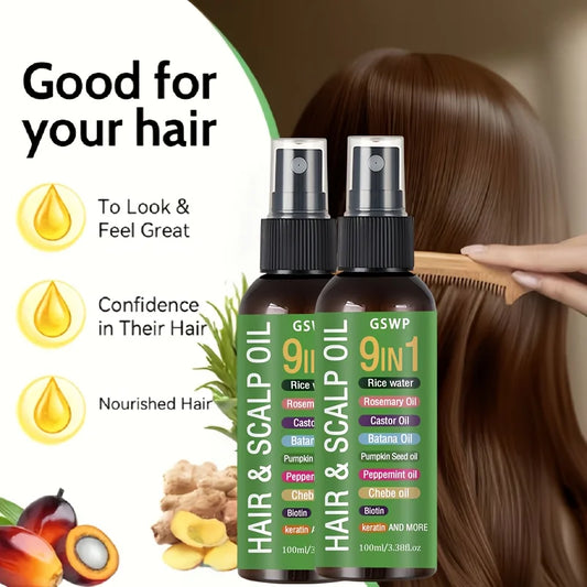GSWP 9-in-1 Hair Oil,Tames Dryness & Breakage,deep moisturizing and smooth,heat protection, no need to wash.100ml/200ml