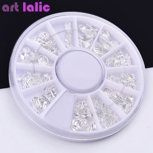 Nail Art Ocean Theme Metal 3D Studs Beads Sea Starfish Shell Jewelry for DIY Nail Tips Decoration