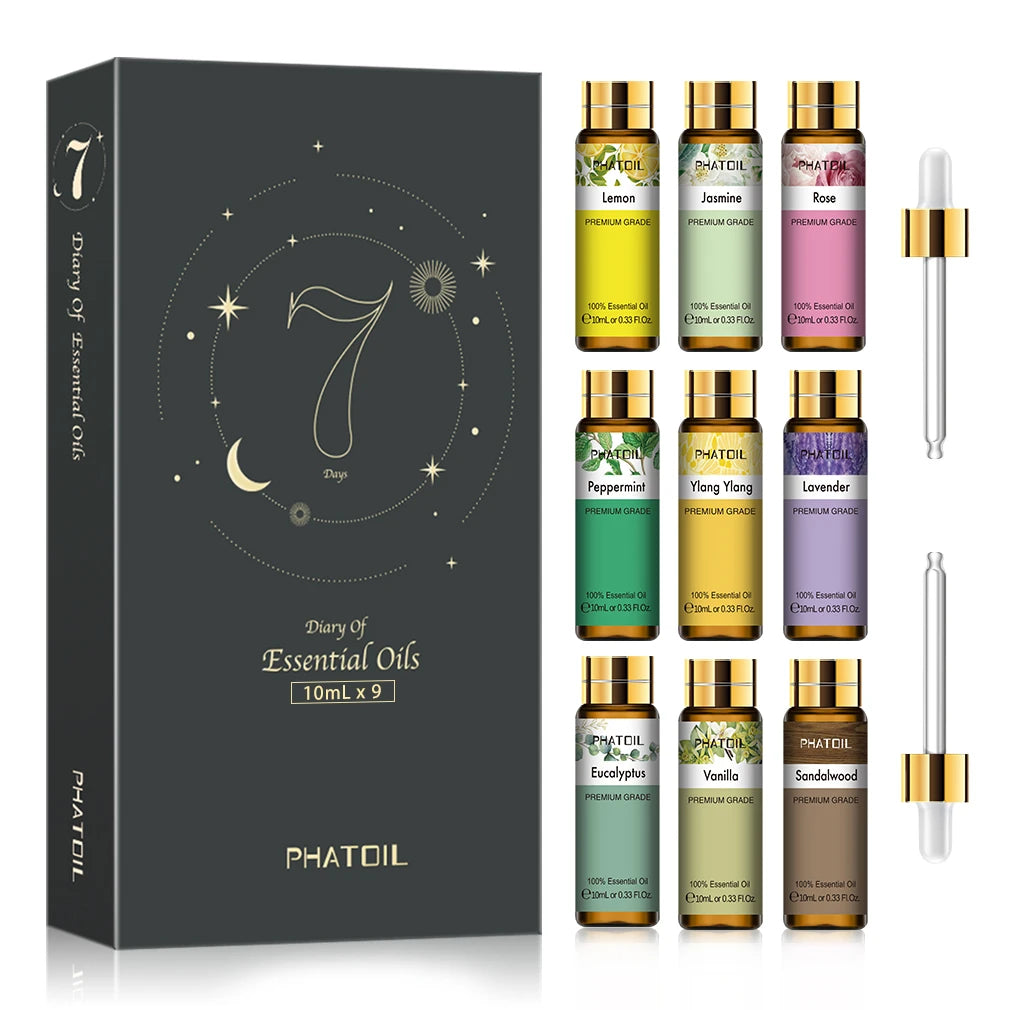 9pcs Essential Oils Set 10ml Pure Natural Gift Set Kit for HumidifIer Diffuser Candles making DIY Soap Aroma Oil for Skin Care