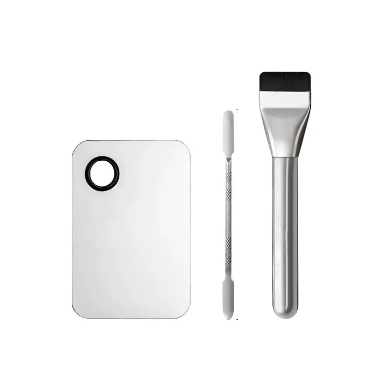 1/2/3pcs Multi-Use Foundation Ultra-Fine Brush and Stainless Steel Makeup Mixing Palette with Spatula Mixing Stick Beauty Tools