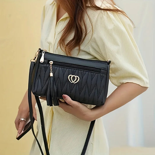 Classic Quilted Crossbody Bag for Women Vintage Synthetic Leather Shoulder Strap, Handbag & Phone Wallet for Everyday Essentials