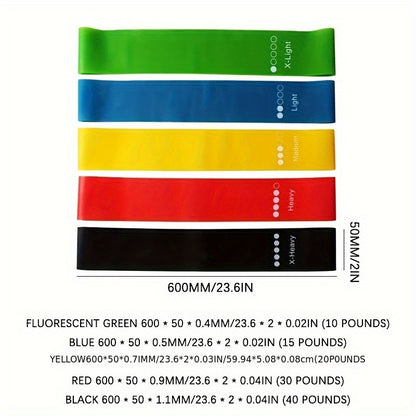 5pcs Resistance Bands, Exercise Bands, Workout Bands For Whole-Body Fitness, Booty, Leg, Arm, Stretching, Home Gym, Fitness, Yoga & Pilates