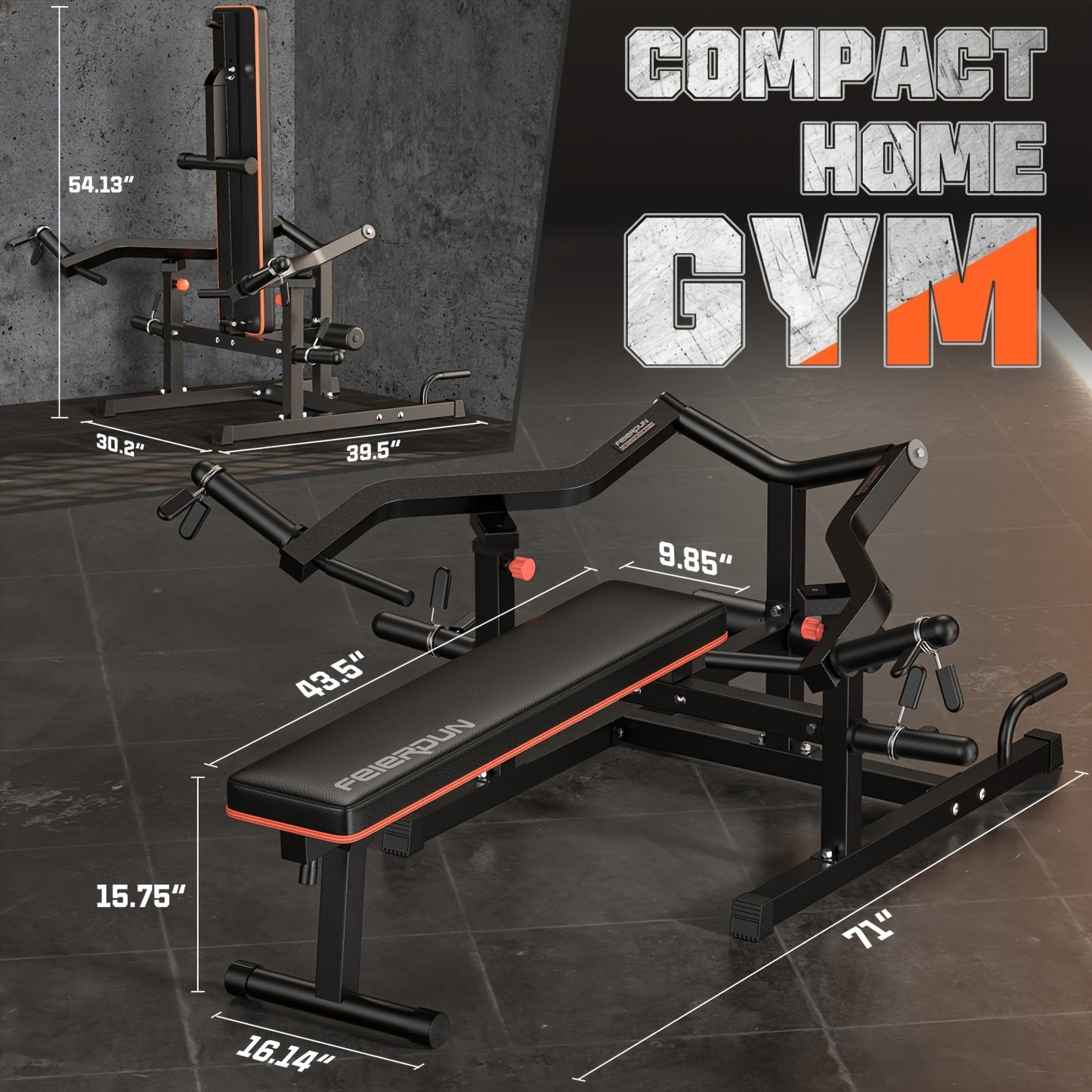 Ultimate 4-in-1 Compact Home Gym - Adjustable Bench & Converging Arms for Efficient AB Workouts, Shoulder Training, and Total Body Fitness - 1250lbs Capacity, Perfect Gift for Fitness Enthusiasts