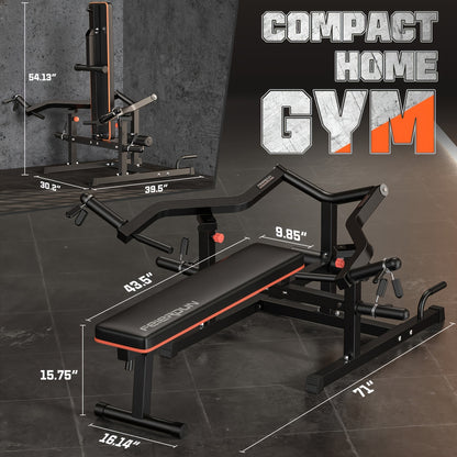 Ultimate 4-in-1 Compact Home Gym - Adjustable Bench & Converging Arms for Efficient AB Workouts, Shoulder Training, and Total Body Fitness - 1250lbs Capacity, Perfect Gift for Fitness Enthusiasts