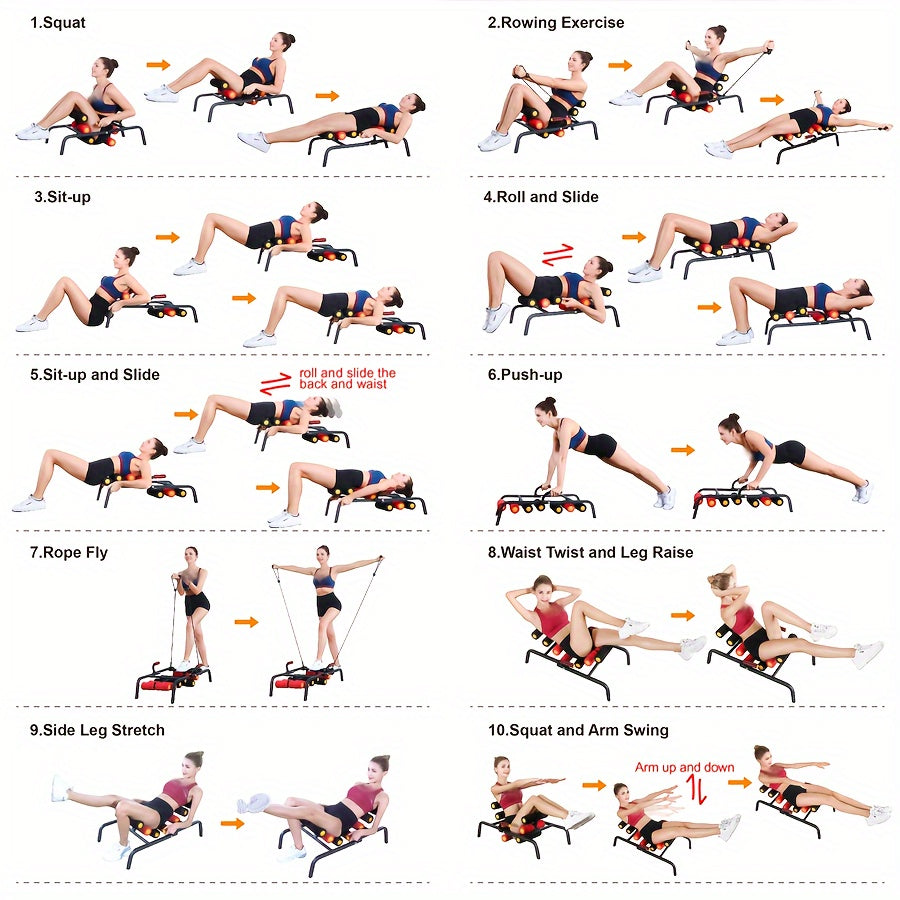 1pc Full-Body Fitness Workout Machine: Abdominal Trainer, Back Stretcher, Squat Trainer, Sit-up Exercise Trainer, Push-up Board for Core Strength and Muscle Building