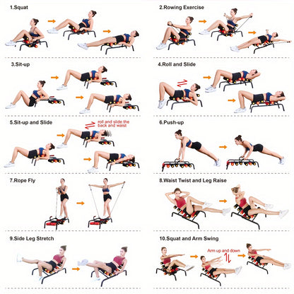 1pc Full-Body Fitness Workout Machine: Abdominal Trainer, Back Stretcher, Squat Trainer, Sit-up Exercise Trainer, Push-up Board for Core Strength and Muscle Building