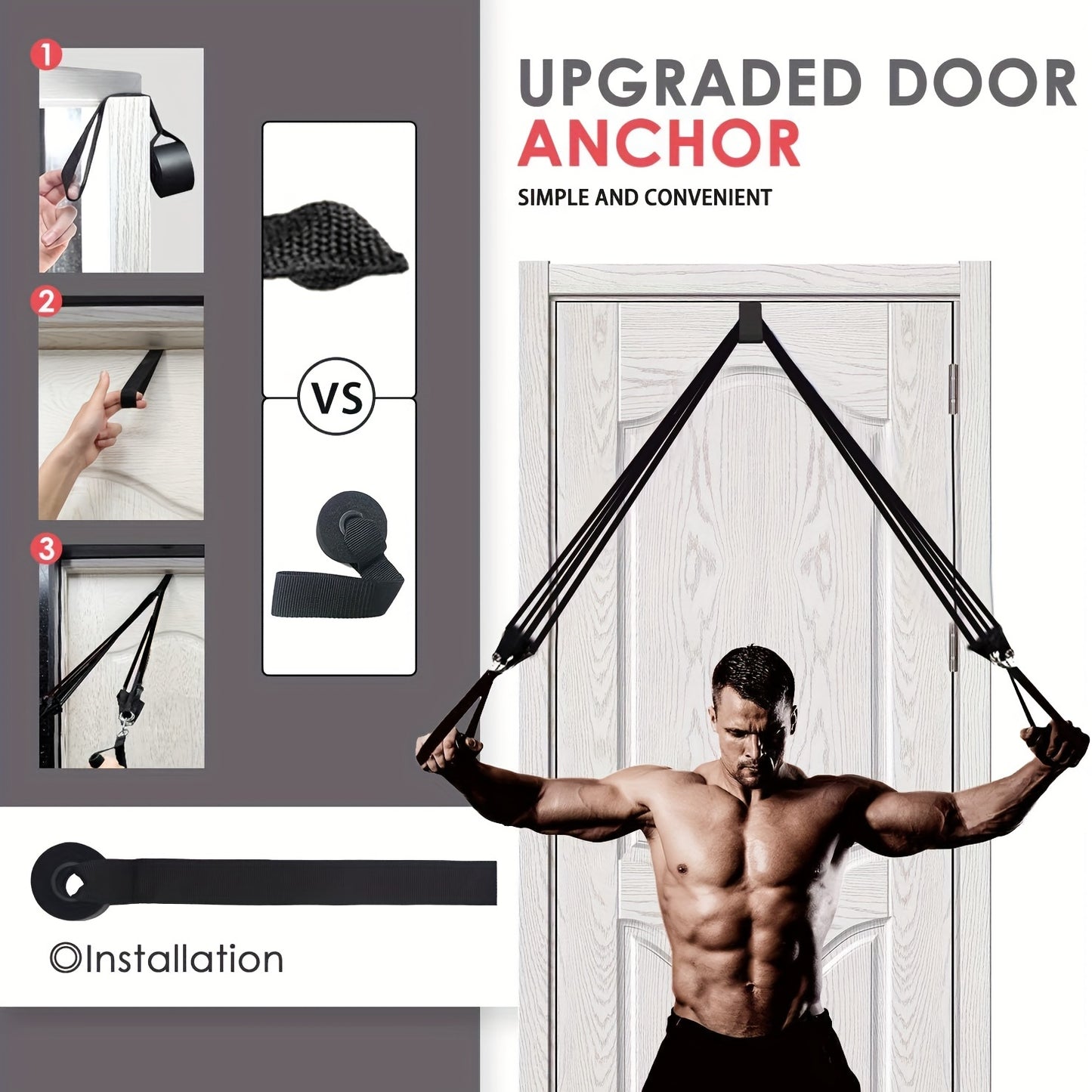 Adjustable 3-Section Pilates Bar Kit With 4 Resistance Bands (30 & 50lbs), Portable Home Workout Equipment For Full Body Fitness, With Ankle Straps, Door Anchor & Buckles