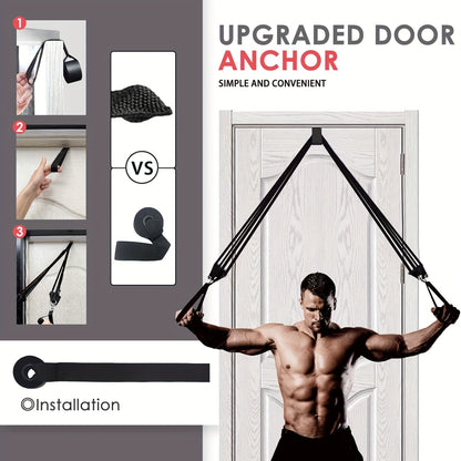 Adjustable 3-Section Pilates Bar Kit With 4 Resistance Bands (30 & 50lbs), Portable Home Workout Equipment For Full Body Fitness, With Ankle Straps, Door Anchor & Buckles