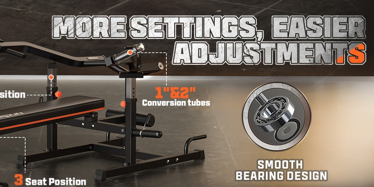 Ultimate 4-in-1 Compact Home Gym - Adjustable Bench & Converging Arms for Efficient AB Workouts, Shoulder Training, and Total Body Fitness - 1250lbs Capacity, Perfect Gift for Fitness Enthusiasts