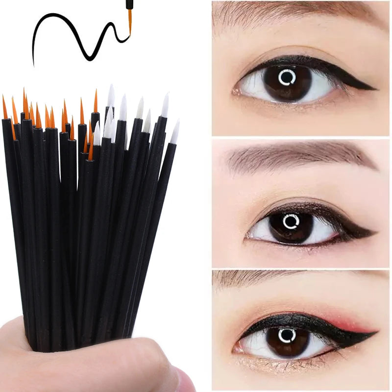 50pcs Disposable Nail Art Brush Eyeliner Eyeline Makeup Tools Manicure Painting Pen Tool Brushes