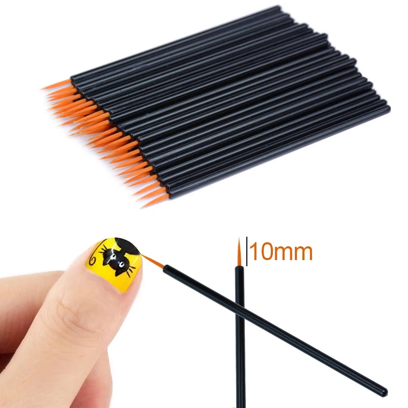 50pcs Disposable Nail Art Brush Eyeliner Eyeline Makeup Tools Manicure Painting Pen Tool Brushes