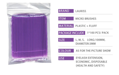 100pcs Micro make up brushes Eyelash Extension EyeLash Glue Brushes Lint Free Applicators MakeUp brushes Makeup Tools