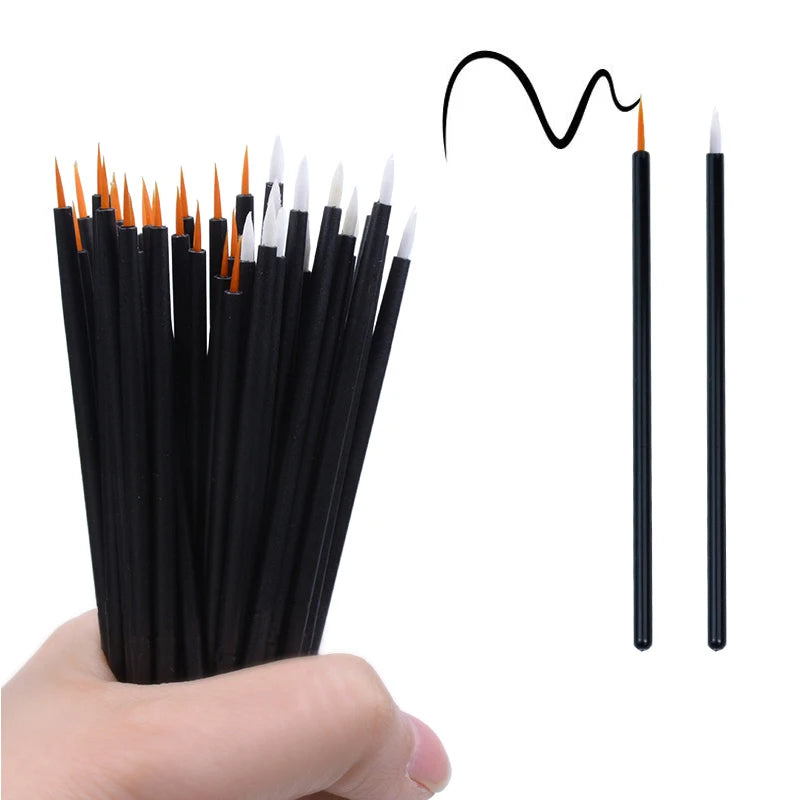 50pcs Disposable Nail Art Brush Eyeliner Eyeline Makeup Tools Manicure Painting Pen Tool Brushes