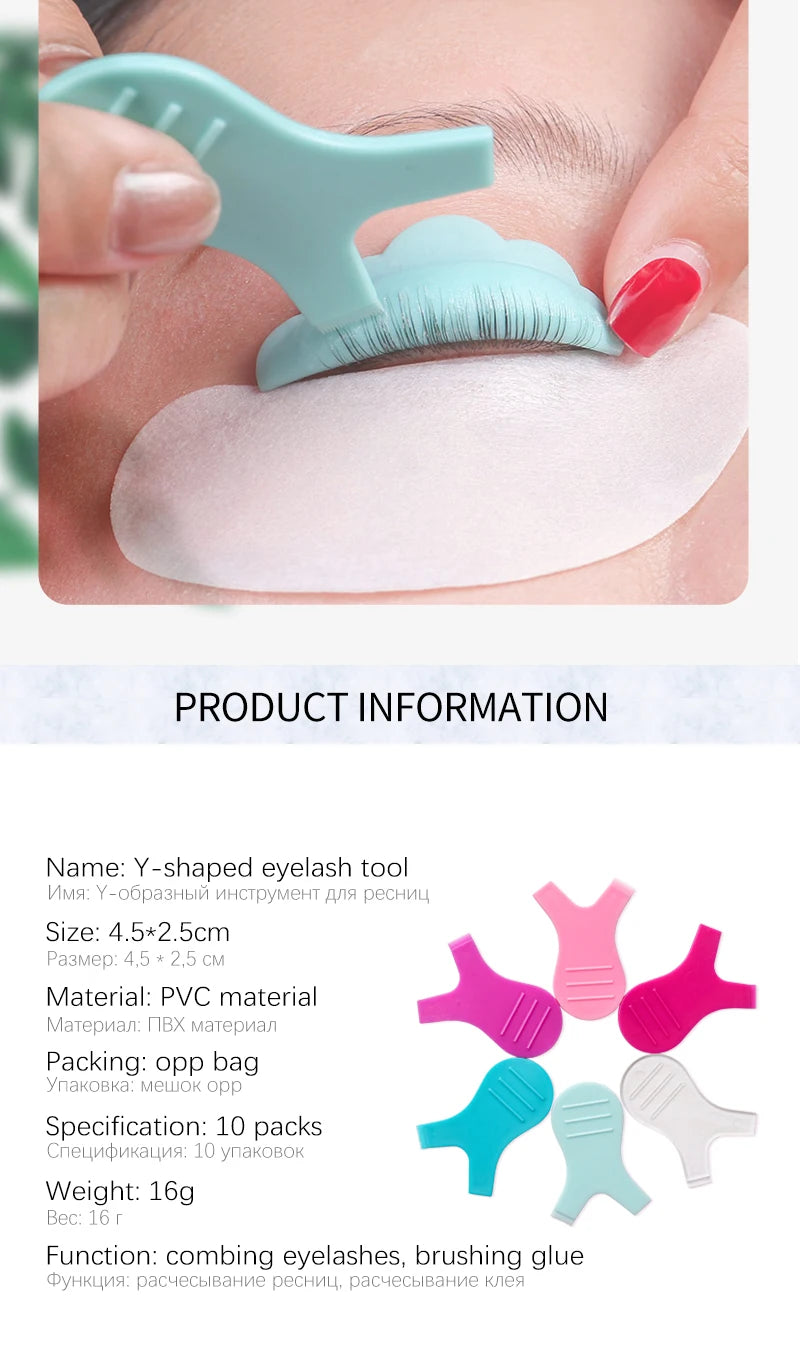 Makeup Eyelash Brushes 10pcs Reuseable Plastic Clean Comb Y Shape Eyelashe Lifting Curler Eye Lash Extension Perm Eyelashe Tools