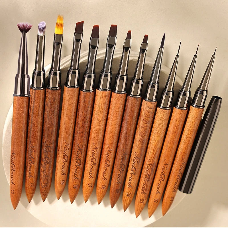 Nail Art Brush Sandalwood Lines Drawing Painting Phototherapy Gradient Sweeping Specific Pen UV Gel Liner Brush Manicure Tools