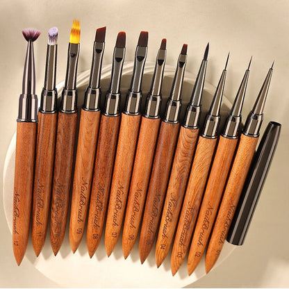 Nail Art Brush Sandalwood Lines Drawing Painting Phototherapy Gradient Sweeping Specific Pen UV Gel Liner Brush Manicure Tools