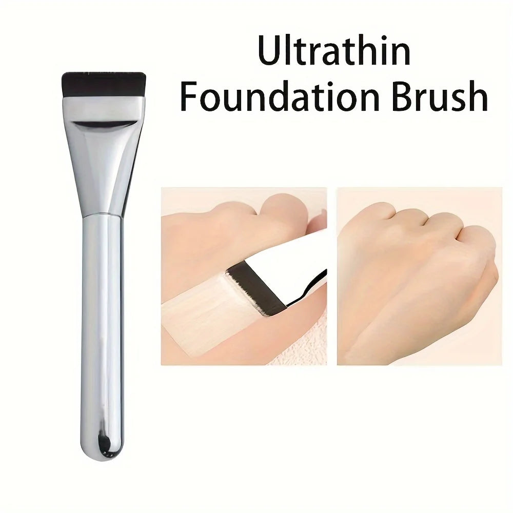 1/2/3pcs Multi-Use Foundation Ultra-Fine Brush and Stainless Steel Makeup Mixing Palette with Spatula Mixing Stick Beauty Tools