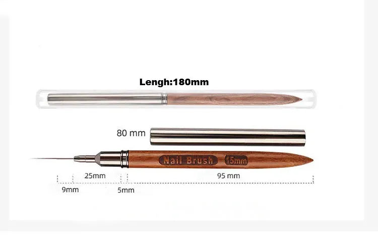 Nail Brush Wood Handle Gel Nail Art Liner DIY Painting Brush Drawing Lines Stripe Flower Painting Pen UV Gel Manicure Salon Tool