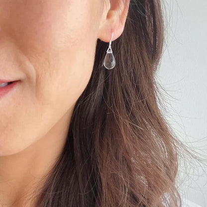 Clear teardrop earrings Everyday essentials Simple classic earrings gift