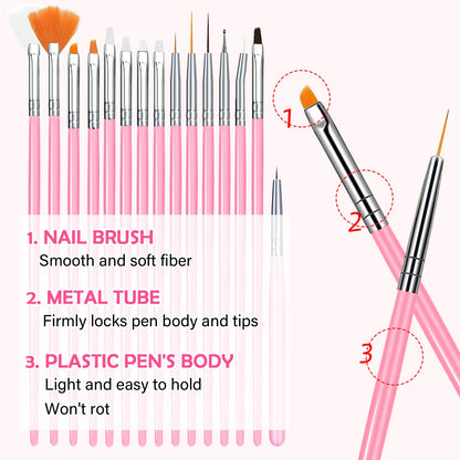 Nail Art Palette Brush Design Tip Painting Drawing Display Carving Dotting Pen Acrylic Gel UV Polish DIY Manicure Set Tools
