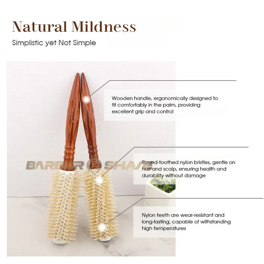 3 Size Salon Hair Curls Brush Antistatic Wooden Hair Round Brush For Hairdressing Nylon And Bamboo Fibre Barber Brushes