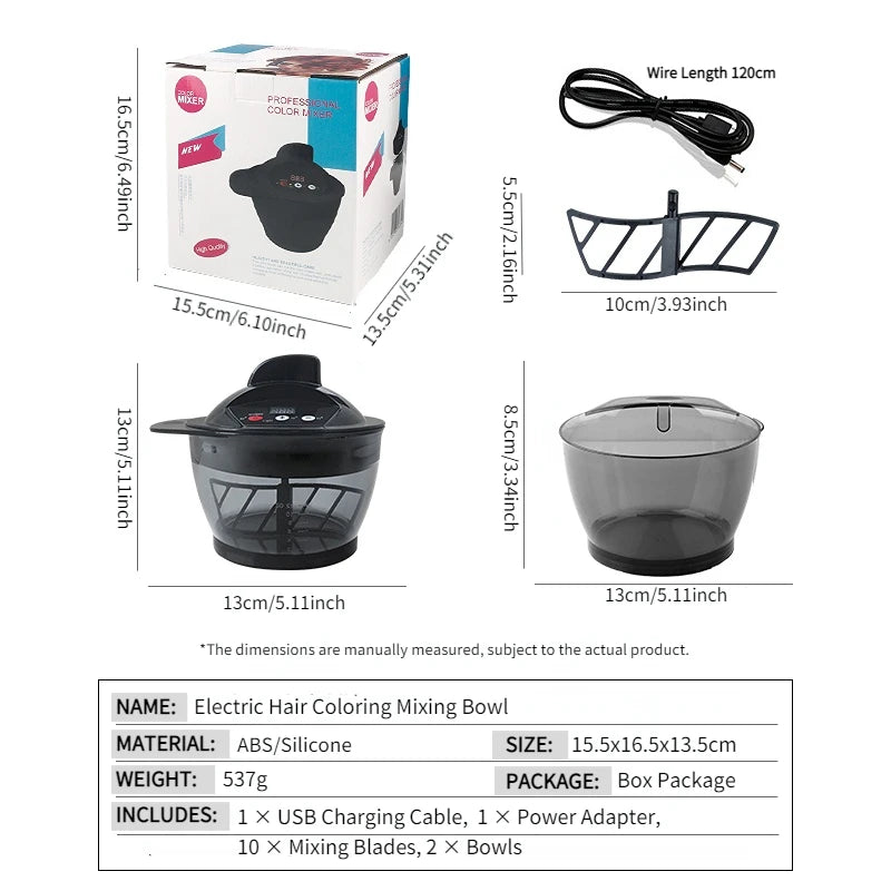Professional Hair Color Dyeing Electric Hair Coloring Automatic Mixer Hairs Color Cream Mixing Bowl Hairdressing Dyeing Stirrer