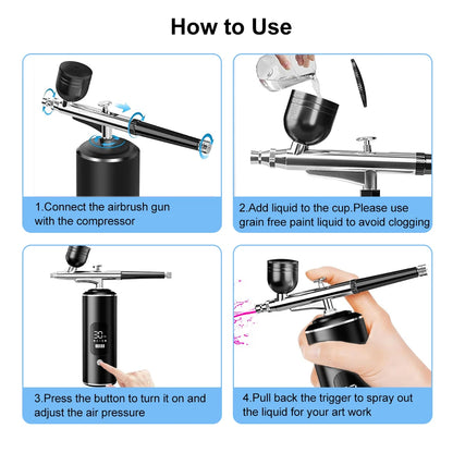 Nails Art Painting Airbrush With Compressor For Cake Decoration Makeup Manicure Nail Airbrush Portable Varnish Paint Sprayer Gun