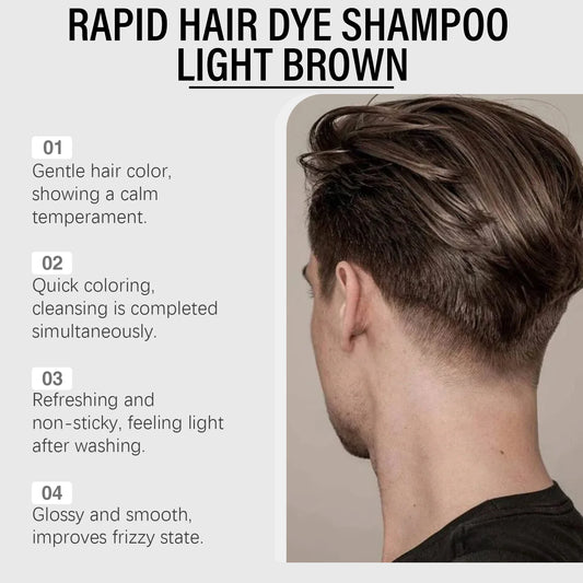 Men Hair Dye Shampoo 3 in 1 for Gray White Hair Coverage Natural Herbal Ingredient Brown Hair Coloring Black Beard Color Shampoo