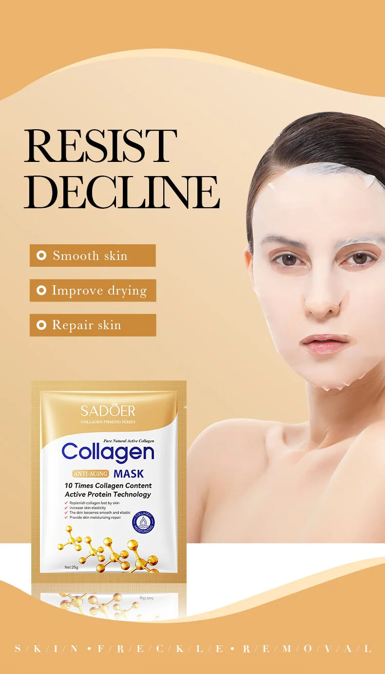 30pcs SADOER Collagen Anti-aging Face Mask Moisturizing Anti-Wrinkle Brightening skincare Sheet Facial Masks Skin Care