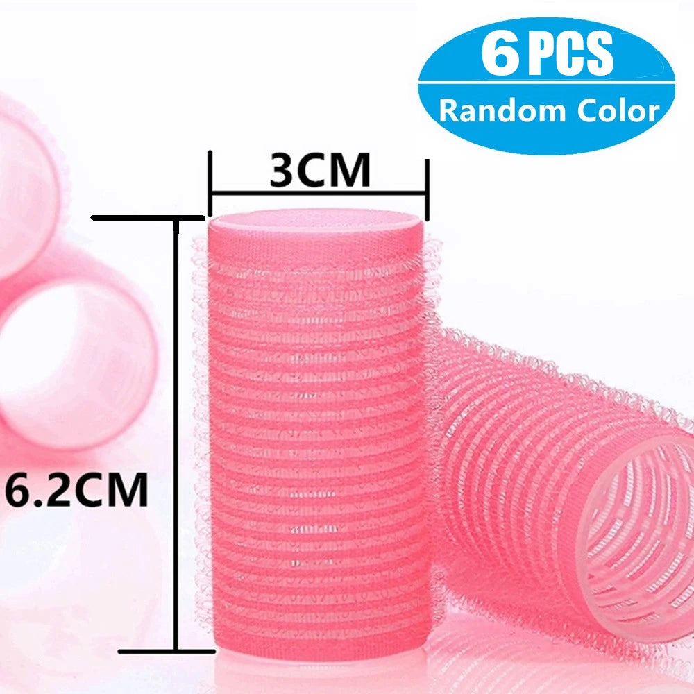 Self-Grip Hair Rollers Heatless Hair Curlers No Heat Hair Bang Volume Self-adhesive Hook &amp Loop DIY Styling Tool Random Color