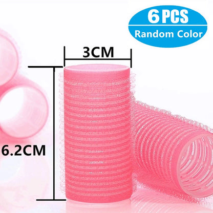 Self-Grip Hair Rollers Heatless Hair Curlers No Heat Hair Bang Volume Self-adhesive Hook &amp Loop DIY Styling Tool Random Color