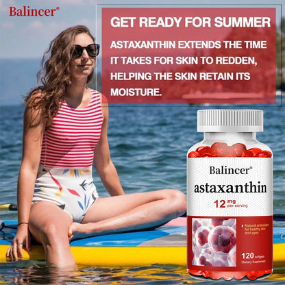Astaxanthin 12mg - Supports Eye Health, Joint Health, Internal Circulation, Skin Health, Boosts Immunity, Improves Digestion