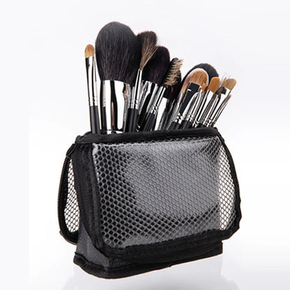 Makeup Brush Case Makeup Tools Holder Stand Cosmetic Bag Net Zipper Makeup Bag Stand-up Foldable Cosmetic Tool Bags Toiletry Bag