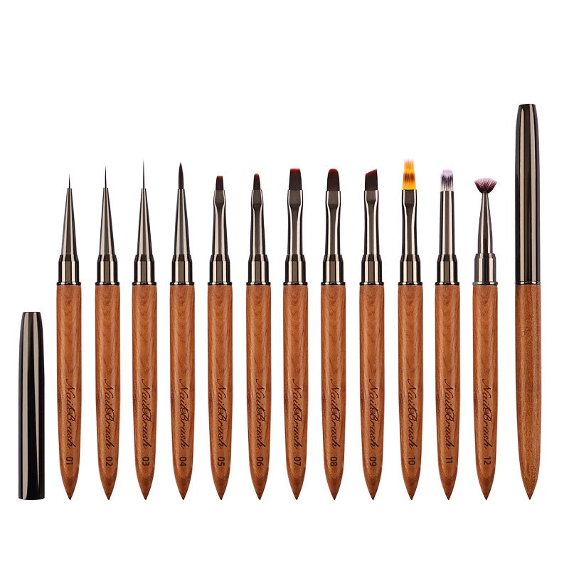 Nail Art Brush Sandalwood Lines Drawing Painting Phototherapy Gradient Sweeping Specific Pen UV Gel Liner Brush Manicure Tools