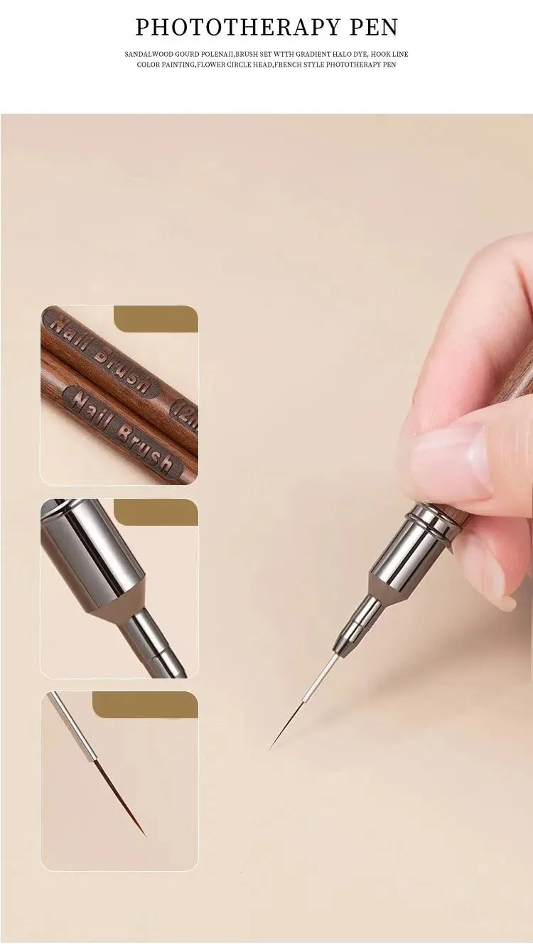 Nail Brush Wood Handle Gel Nail Art Liner DIY Painting Brush Drawing Lines Stripe Flower Painting Pen UV Gel Manicure Salon Tool
