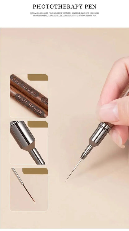 Nail Brush Wood Handle Gel Nail Art Liner DIY Painting Brush Drawing Lines Stripe Flower Painting Pen UV Gel Manicure Salon Tool