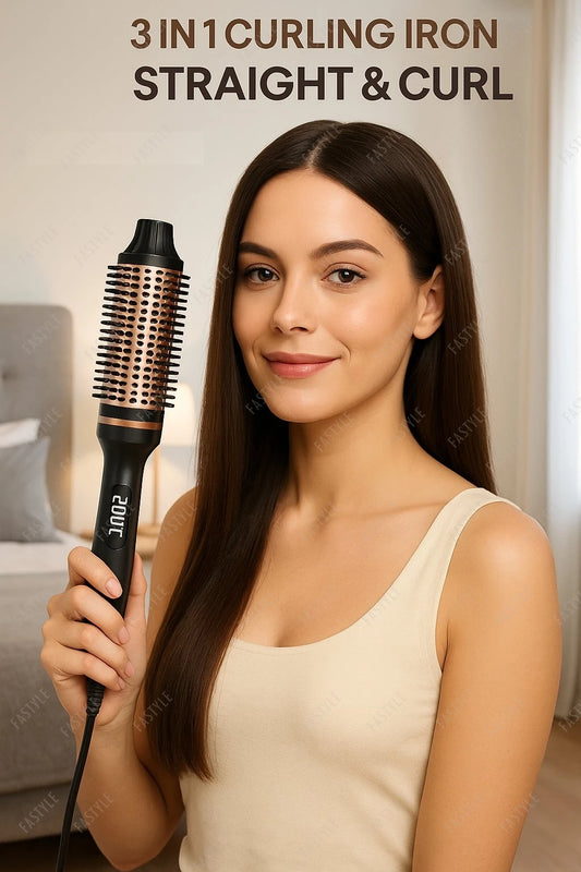 10   Hair Curler Ceramic Curling Iron Anti Scald Double PTC For Women Hot Brush Travel Fast Heating Heated Brush Thermal Brush