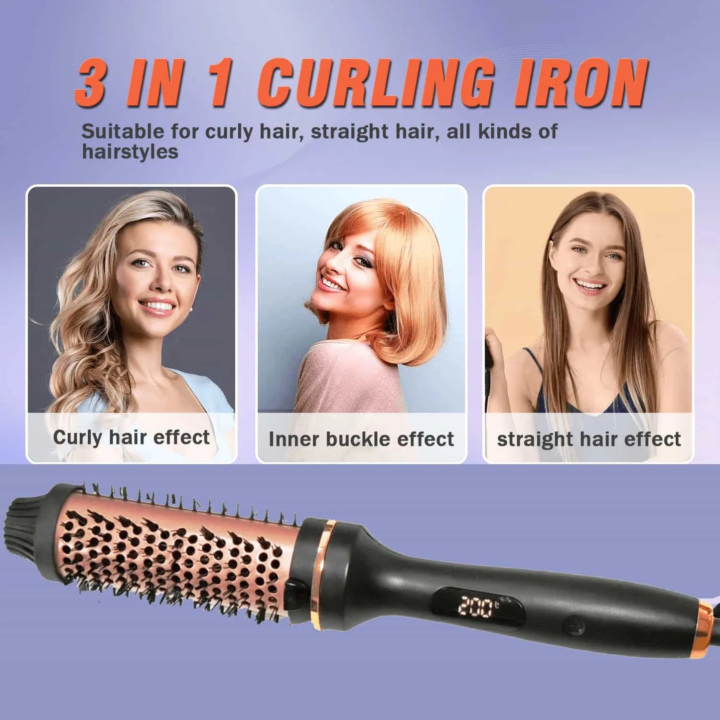 10   Hair Curler Ceramic Curling Iron Anti Scald Double PTC For Women Hot Brush Travel Fast Heating Heated Brush Thermal Brush
