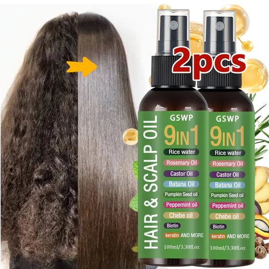 GSWP 9-in-1 Hair Oil,Tames Dryness & Breakage,deep moisturizing and smooth,heat protection, no need to wash.100ml/200ml