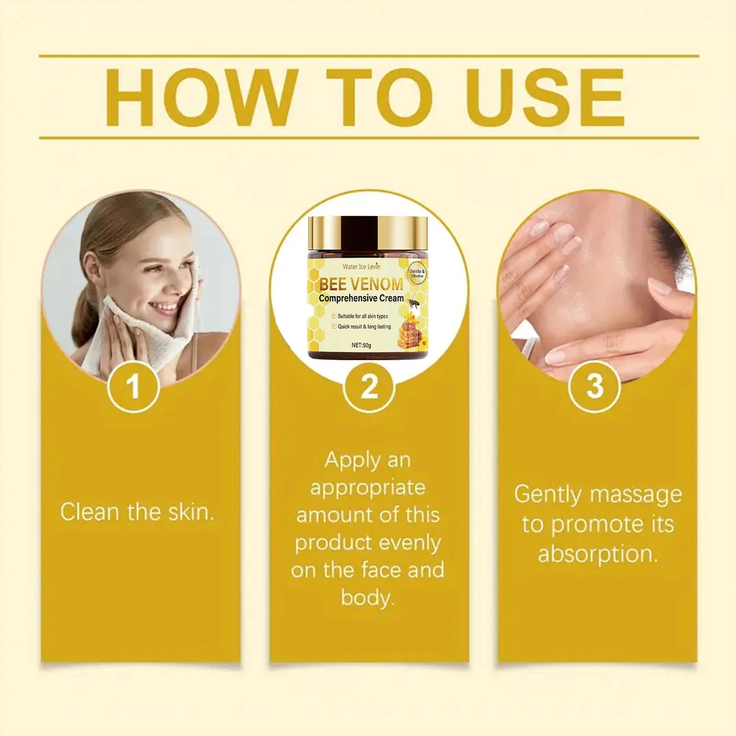 Bee Venom Comprehensive Cream. Lifting Firming Tightening Moisturizing. Quick Result Long Lasting. All Skin Types. 50g.