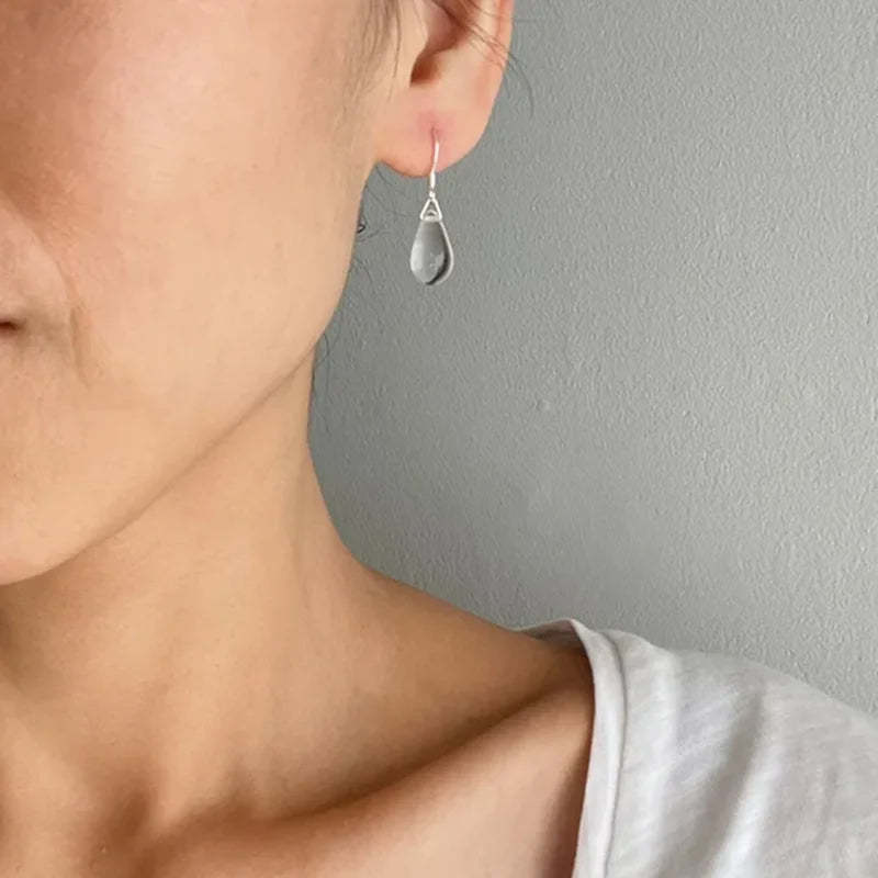 Clear teardrop earrings Everyday essentials Simple classic earrings gift