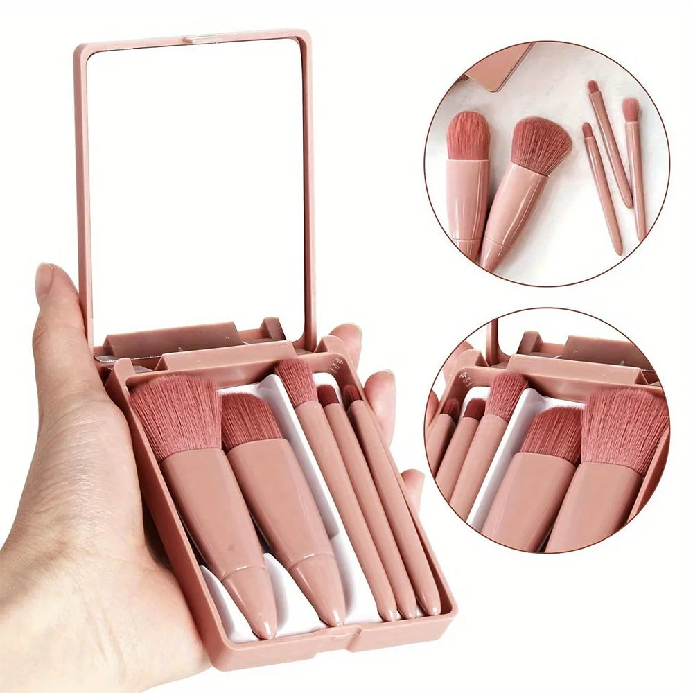 Eye Makeup Brush Set Multi Functional Soft Hair Makeup Tool with Mirror High Beauty Durable Storage Box Wreath Letter Pattern