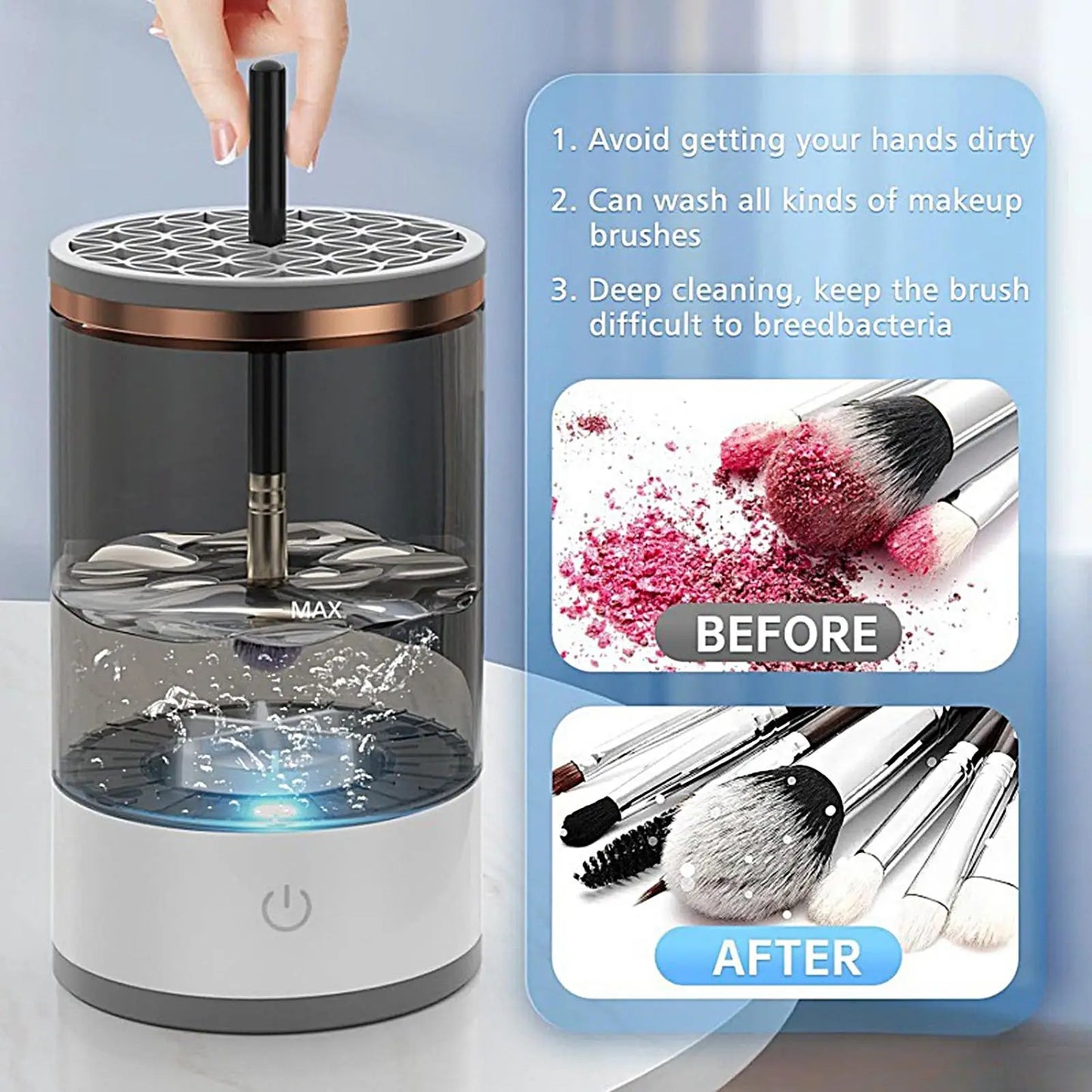 Makeup Brush Cleaner USB Deep Cleaning Beauty Tools Quiet Make Up Brushes Cleaning Tools for Contour Eyeshadow Salon Home Daily
