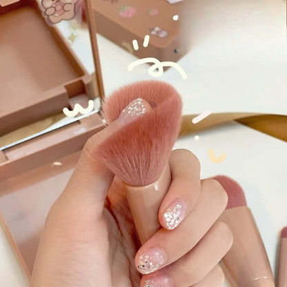 5Pcs Portable Makeup Brush Set with Mirror Foldable Travel Kit Mini Makeup Brush Set Travel Makeup Brush Set Travel Useful Tools