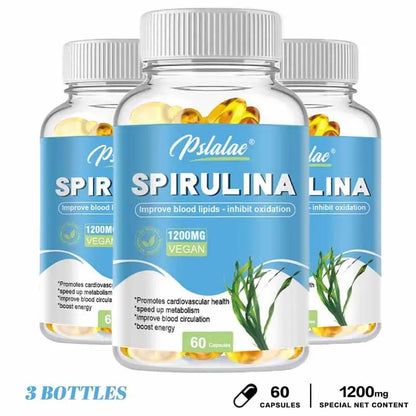 Organic Spirulina Capsules - Cardiovascular Health Eye &Brain Health, Antioxidant