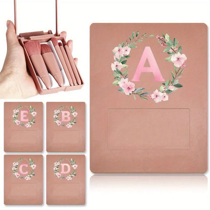 Eye Makeup Brush Set Multi Functional Soft Hair Makeup Tool with Mirror High Beauty Durable Storage Box Wreath Letter Pattern