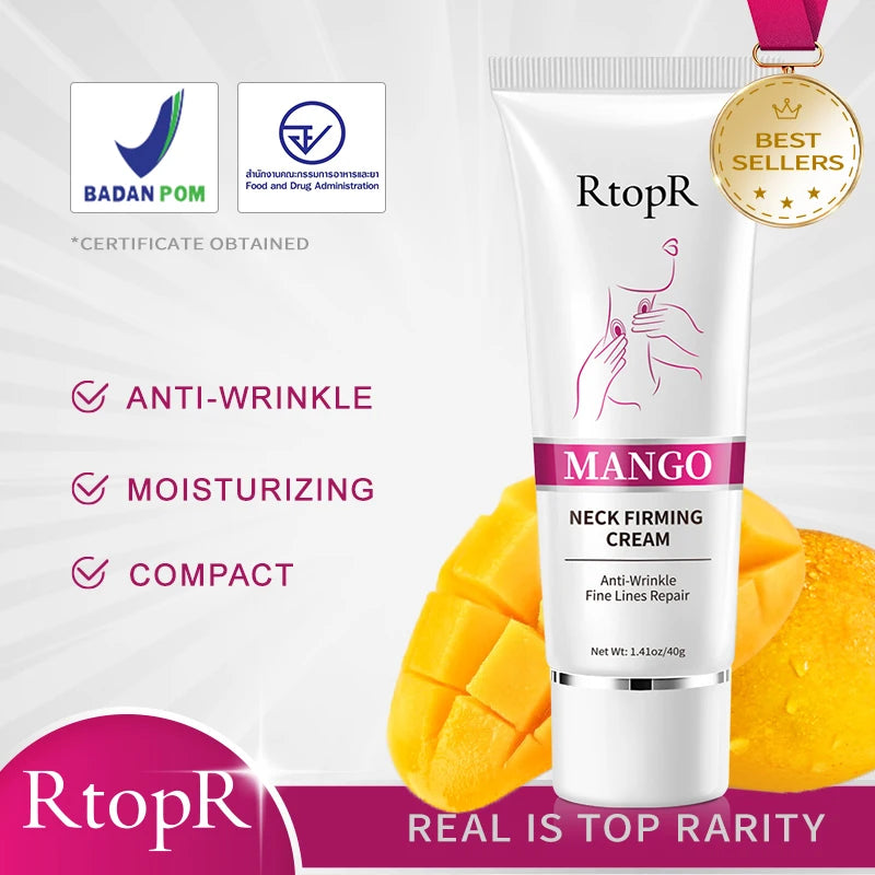 Mango Neck Firming Cream 40g, Skin Smoothing & Texture Improvement Neck Care, Nourishing Treatment for Neck Area