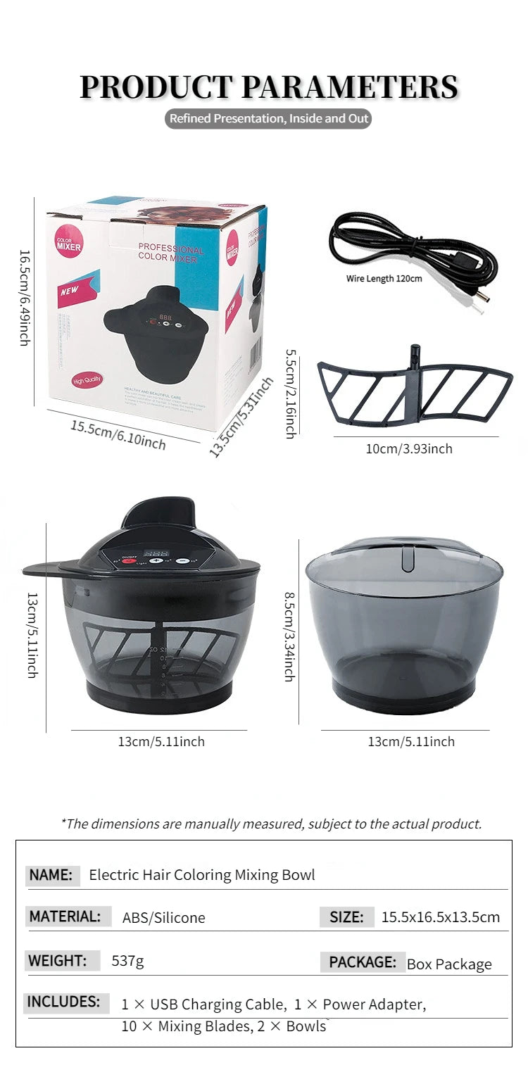 Professional Hair Color Dyeing Electric Hair Coloring Automatic Mixer Hairs Color Cream Mixing Bowl Hairdressing Dyeing Stirrer